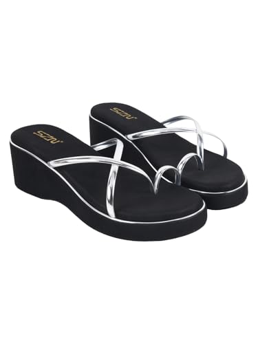 Image of Women's Strap Wedge Strap Wedge Sandals - Stylish Comfortable Slip-On Platform Slides | Soft Cushion Footbed Anti-Slip Sole - Perfect for Daily Casual Footwear
