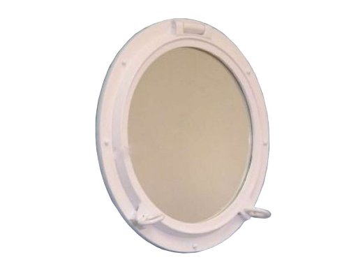 Hampton Nautical Gloss White Finish Porthole Mirror, 24" #TOP30