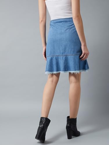 Image of Dolce Crudo Women's Flared High-Rise Stretchable Denim Maxi Skirt