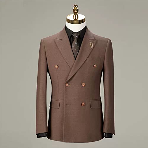ZHCHAO Britischer Anzug für Herren, Business, Freizeit, professionelles Kleid, Hochzeit, Bräutigam, flacher Reverskragen, Retro-Anzug – Bild 4