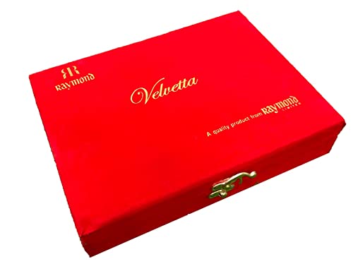 Image of Raymond Fabrics Printed Shirt and Trouser Fabric Combo in Velvet box Packing VComboPlain4-7( 2.30 meter Shirt ,1.2 meter pant)