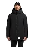 khujo Herren warme lange Winterjacke schlichte Jacke mit 2-Wege-Reißverschluss, verstellbarer Kapuze und innenliegenden Rucksack-Trägern Nedd Black Gr. L