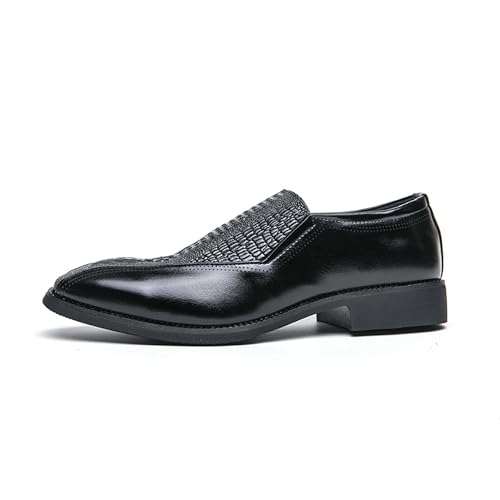 Loafers Men's Leather Slip-On Pointed Toe Business Casual Formal Shoes Slip Resistant Comfortable Office Wedding Conference Suit Uniform Shoes2