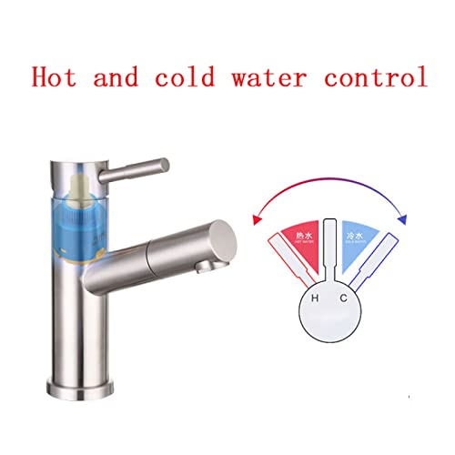 Mitigeur lavabo rétractable multifonction 360 robinet salle de bains inox - 5