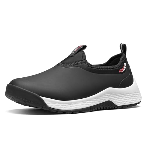 HISEA Ankle Rain Boots for Men Slip-On Waterproof Walking Shoes with Arch Support Comfortable Mens Chelsea Garden Shoe for Traveling Outdoor