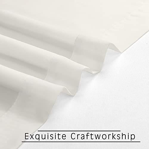 Image of OWENIE Ivory Sheer Valance for Kitchen Windows Set of 2, Small Modern Rod Pocket Voile Valance Curtain Window Treatment Decor for Living Room Bathroom Cafe Laundry Basement, 42 inch W x 14 inch L