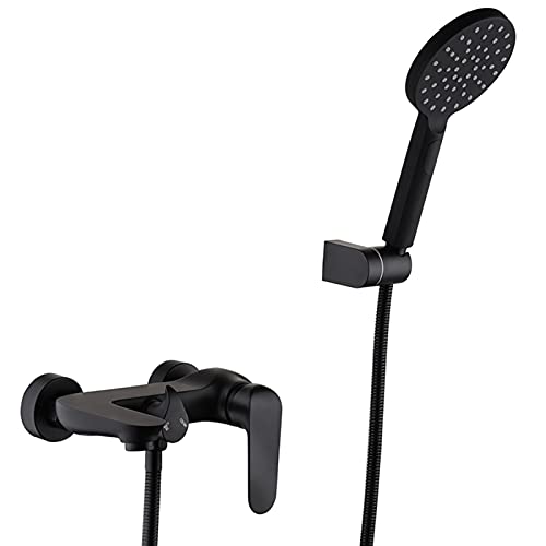 Mélangeur de douche de bain noir LWX mural avec douchette 3 modes