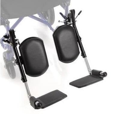 Pedane regolabili in inclinazione/altezza con reggigambe imbottiti per carrozzine pieghevoli standard INTERMED RehaPrima/RehaComfort/RehAlum - Acciaio verniciato - Nero - PAIO - Marchio CE