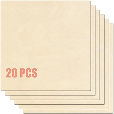 GSCIT Club Birch Plywood 20pcs, 1/4" Plywood Sheets Birch Plywood Wood for Crafts, 12"x 20" Thin Wood 6mm Plywood for Laser Cutting and Engraving, CNC Cutting, Painting, Fretwork