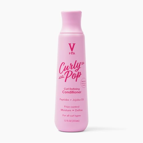 V&Co. Curly Pop Curl Defining Conditioner – Sulfate Free & Paraben Free Hydrating Hair Care with Peptides, Amino Acids & Jojoba Oil for Moisture, Frizz Control & Curl Definition – 12 fl oz