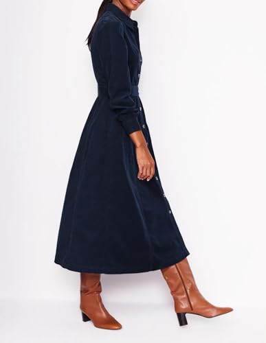 Women's Corduroy Maxi Dress Long Sleeve Cord Button Down Fall Shirt Long Dress with Belt2