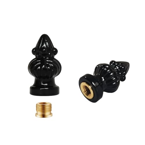 Image of 2 Pieces 1 /8IP Lamp Shade Finial Tiffany Victorian Finials for Lamps Threaded Lamp Cap Knob for Table Lamps or Floor Lamps (Black)