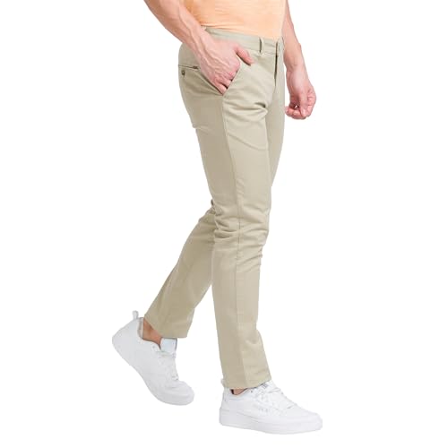 Image of Park Avenue Men's Mid Rise Printed Cotton Blend Slim Fit Casual Trousers