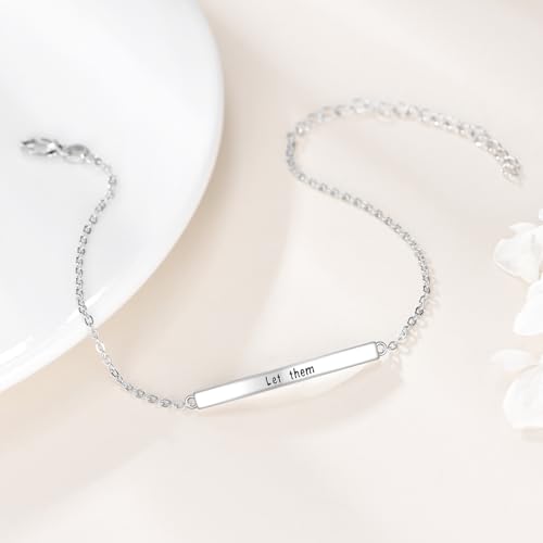 Inspirational Bar Bracelet Sterling Silver Small Motivation Charm Bracelet Minimalist Jewelry Gifts for Women4
