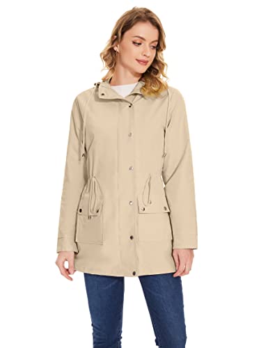 BBX Lephsnt Rain Coats for Women Waterproof Rain Jacket Lightweight Windbreaker Outdoor Hooded Trench Coat