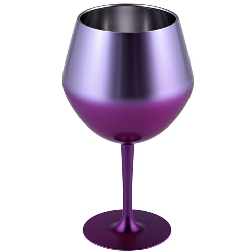 Taça Térmica Inox 550ml - 2 em 1 Copo e Taça, Gelo 2.5 horas, Gin Vinho e Drinks (Roxo)