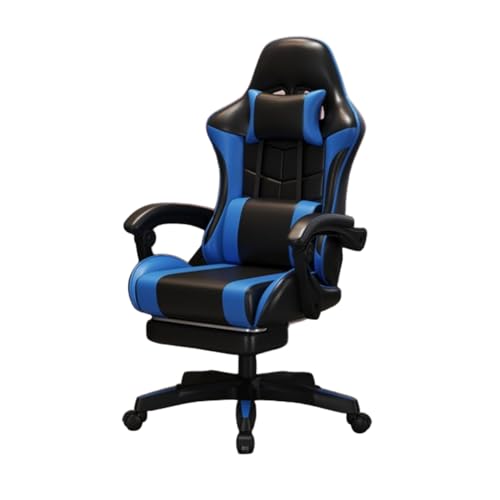 Ergonomic Gaming Chair with Foot Rest Armrest Multi-Angle Recliner Adjustable Office Computer Desk Chair (Blue/Black+Leg Rest)
