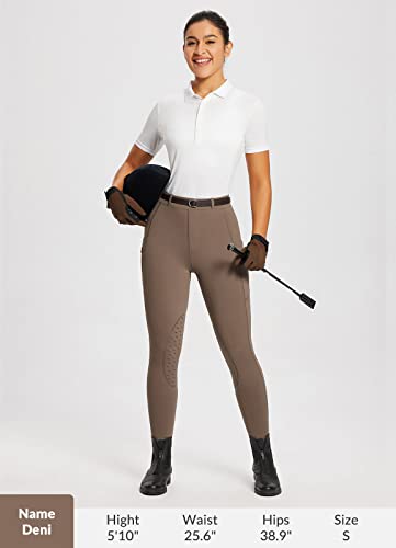 Baleaf Womens Pants, Riding Breeches Silicone Knee-Patch Horse Riding Pants Equestrian Schooling Tights Zipper Pockets, 2-Brown, Small #TOP5