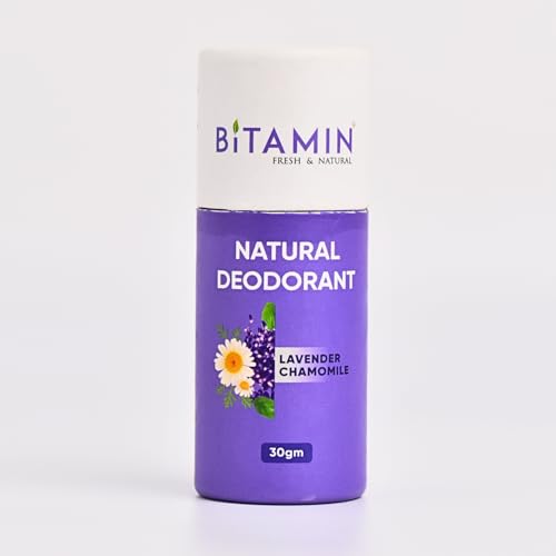 Image of Bitamin Natural Deodorant Underarm Roll On with 5% Vitamin C | Natural Deodorant for Men & Women | Made in India | No Aluminium, No Alcohol, No Parabens & No Triclosan | 8 Hour Odour Control | Lavender & Chamomile - 30g (Pack of 1)