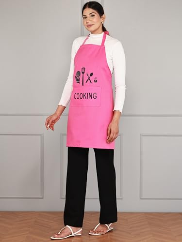 Image of Waterproof Polyester Printed Cooking Apron with Large Front Pocket & Chef Cap - Free Size | Kitchen, Home, Hotel, Cafe & Restaurant Use
