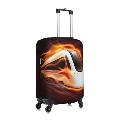 Speed Train Fire Black Luggage Cover for Suitcase, Suitcase Cover Protector Fit 18-21 Inch Luggage Travel Accessories, S3