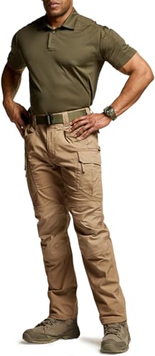 Image of CQR Men's Flex Stretch Tactical Pants, Water Resistant Ripstop Cargo Pants, Lightweight EDC Outdoor Work Hiking Pants