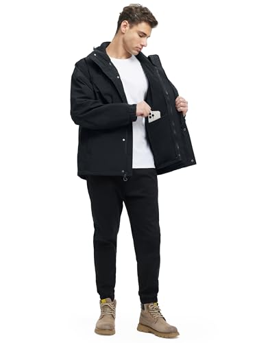 Men's 3 in 1 Winter Coats Water Resistant Ski Snow Warm Fleece Jacket With Multi-Pockets Windbreaker Jacket4