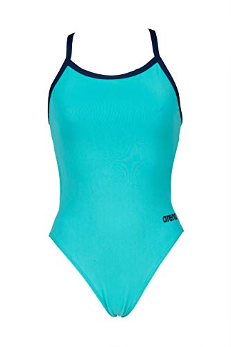 Arena Women's Standard Challenge Back MaxLife One Piece Athletic Training Swimsuit, Mint-Navy, 28