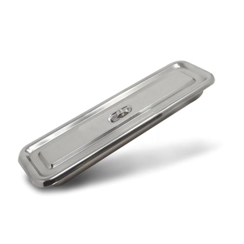 Image of OTICA Instrument Tray With Lid 17 x 4 x 1.5 inch - Stainless Steel Medical Tray With Cover | Corrosion-Resistant Tray for Hospital, Clinic & Surgery Use