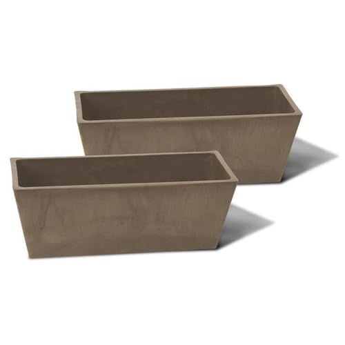 24 in. Dura Cotta Window Box Planter with Tray Charcoal