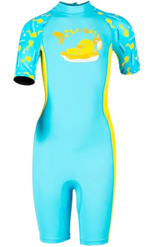 Youth Girls Boys Short Sleeve One-Piece Rash Guard Swimsuit UPF 50 Sunsuit Sun Protection Swimwear Green