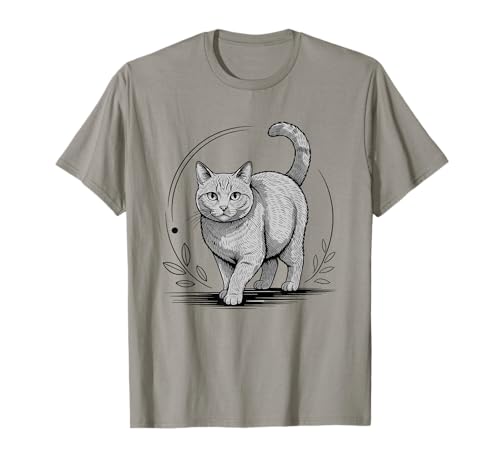 Line Art Russian Blue Cat Minimalist Russian Blues Maltese T-Shirt