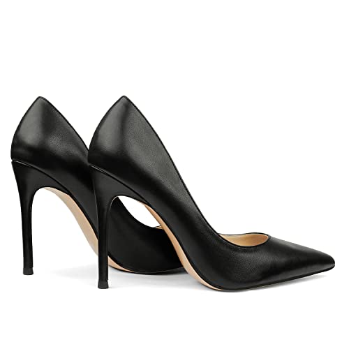 COLETER Women's 4 Inch Pumps Pointy Toe Wedding Dress Shoes Slip on Stiletto Pumps