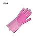 Produktbild HONGSHAN Wiederverwendbare Silikon-Reinigungshandschuh, Schrubber hitzebeständig für Haushaltsreinigung, Geschirrspülen, Autos, Haustierhaarpflege, Pink - Right Hand, 30.5 x 16cm