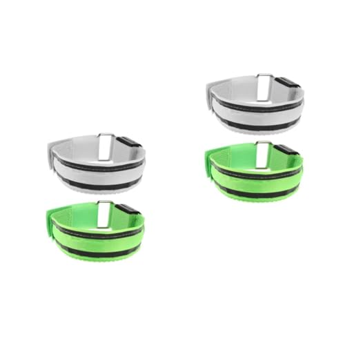 ifundom 2sets LED Luminous Armband Adjustable Safety Wristbands for Night Running Cycling Outdoor Sports High Visibility Glow The Dark Arm Straps for Enhanced Safety 2pcs*2