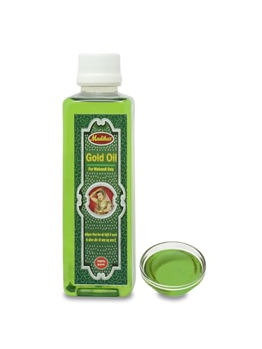 MADIHA'S Afrin Henna Gold Oil 200 ml For Making Mehendi Cones |For Making Darker Mehendi Cones & Essential Oil Blend for Rich Stain & Color Release