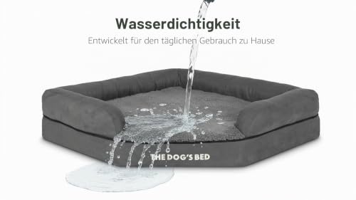 The Dog's Bed Orthopädisches Eck-Hundebett, Memory-Schaum, Wasserdicht, Mittel, Schwarzer Plüsch, lindert Schmerzen Bei Arthritis und Hüftdysplasie Therapeutisch Unterstützend, Tierärztlich Zugelassen