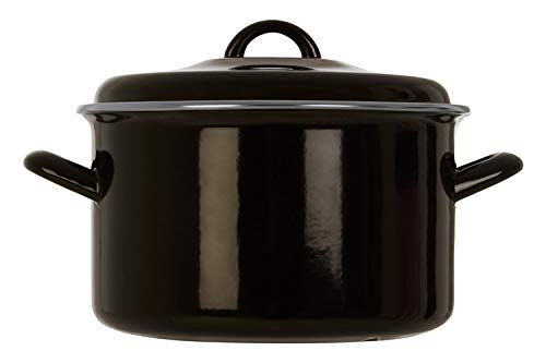 Porter Casserole Dish with Lid, Enamel, Large, 4.7 Litre - Black