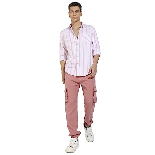Image of CAHOOT Men's Button Up Regular Fit Shirt for Casual Wear | Regular Sleeve | Spread Collar | Button Closure | Shirts Crafted with Comfort Fit for Everyday Wear