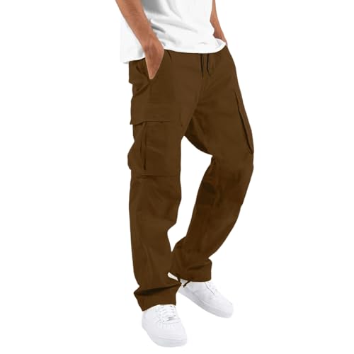 Mens Cargo Sweatpants Elastic Waist Pants Baggy Drawstring Jogger Pants with Pockets