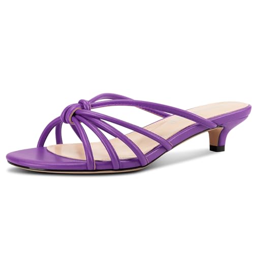 Image of TNYNFBEB Womens Sandals Mules Low Kitten Heel Open Toe Shoes Slip-on Slingback Prom Party Dress Summer 1.4 Inches Heels