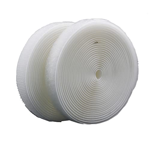 IHKFILAN 2 cm x 4.57 m roll of Hook and Loop, Sew On Nylon Fabric Tapes (not Adhesive) Both Sides Included,White