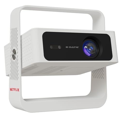 Image of E Gate Atom 4X Air, The Complete Projector with 1080P & 4K Support | Auto Focus + Auto Keystone + Obstacle Avoid | 400 ISO, Android 12 with Netflix, Prime, Live TV | WiFi-BT-HDMI ARC-720p native EGATE
