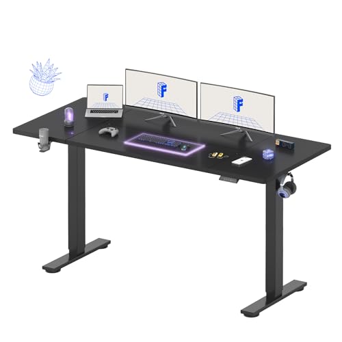 Image of FLEXISPOT 71x32 Inch Electric Large Standing Desk for Home & Office, Spacious Splice Board Desk with Cable Management & Organizer, Cup Holder & Hook, Black
