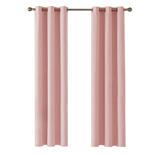 Image of Deconovo Blackout Curtains Thermal Insulated Curtains Eyelet Curtains for Bedroom Coral Pink W42 x L95 Inch One Pair