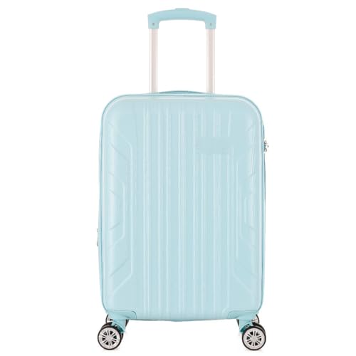 Mala de Mão 10kg com Cadeado TSA ABS – Rodinhas 360° Duplas – Bagagem de Bordo Reforçada com Zíper Duplo Antifurto(20polegada,Azul Bebê-20')