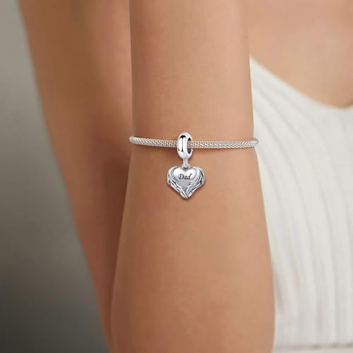 QeenseKc Wing of Angle Heart Love Dangle Charm for Pandora Bracelet Women Present4