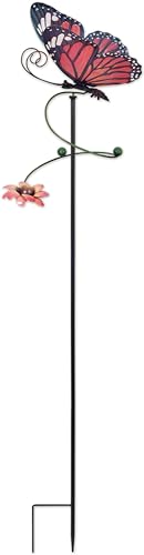 Sunset Vista Designs Yard & Garden Décor Balancing Butterfly Spinner Swirl Stake, Orange, 47-Inch