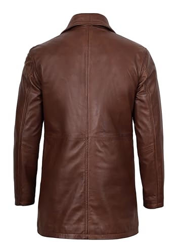 Image of fjackets Men's Leather Coat - Real Lambskin 3 /4 Length Long Jacket | Carcoat Style Outerwear