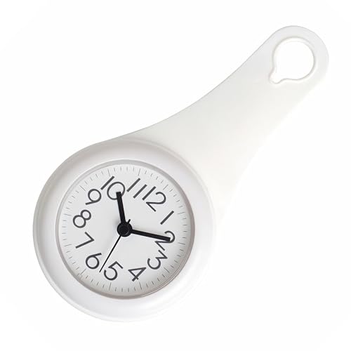 Lancoon Mini Reloj de Ducha, Impermeable y Resistente a la Niebla, No Tick Batería, Ventosa Reloj con Gancho Pequeño Agujero Sub, Cocina Hora Baño para la Vida Diaria Viajes Trabajo